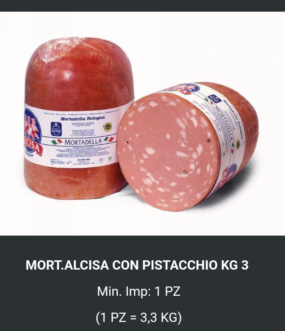 Mortadella pistacchio 3 kg - € 10,50 to kg - ολόκληρος - intero - 3 kg -